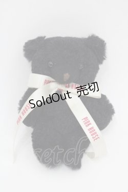 画像1: PINK HOUSE / ロゴリボンくまぬいぐるみブローチ  黒Ｘアイボリー I-25-08-25-112-LO-ZA-HD-ZI