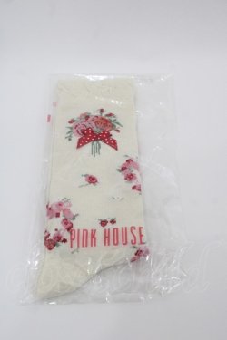 画像1: PINK HOUSE / リボンブーケ柄ソックス  アイボリーＸピンク I-25-08-25-119-LO-ZA-HD-ZI