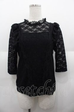 画像1: couture BY ROJITA / レース五分袖トップス  ブラック I-25-08-25-017-LO-TO-HD-ZI
