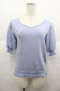 axes femme POETIQUE / ハートネックニットプルオーバー M サックス I-25-08-25-018-AX-TO-SZ-ZI