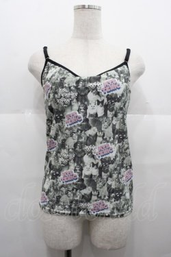 画像1: HYSTERIC GLAMOUR / CAT SCRATCH総柄カップ付きキャミソール  グレー I-25-08-25-025-PU-TO-HD-ZI