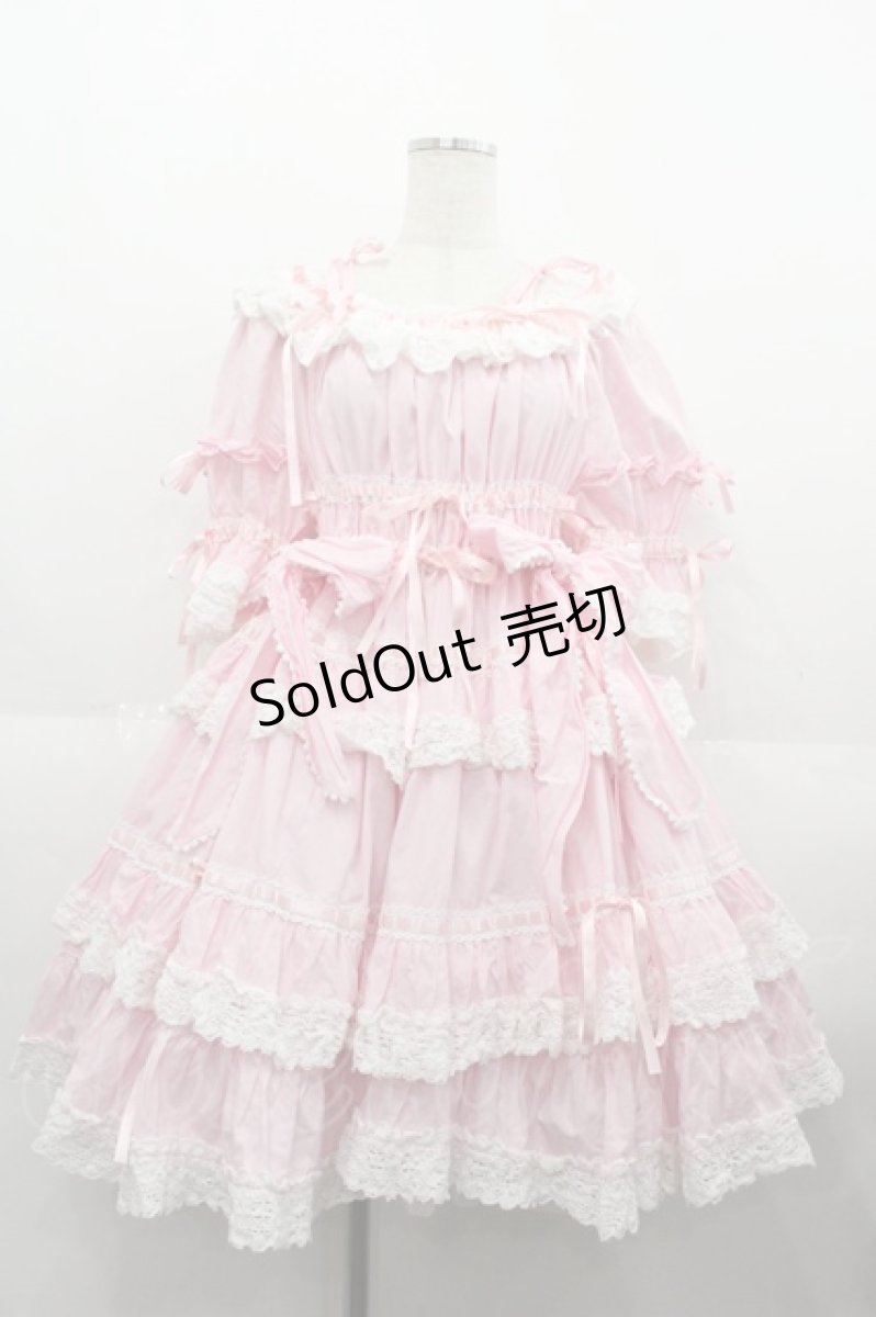 画像1: BABY,THE STARS SHINE BRIGHT / Confiture Ribbonワンピース  ピンクＸ白 I-25-08-25-036-BA-OP-HD-ZI (1)