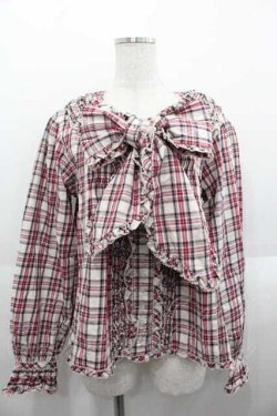 画像1: PINK HOUSE / チェックリボンタイブラウス  アイボリーチェック I-25-09-02-043-LO-BL-HD-ZI