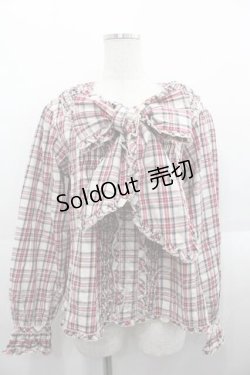 画像1: PINK HOUSE / チェックリボンタイブラウス  アイボリーチェック I-25-09-02-043-LO-BL-HD-ZI