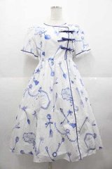 MILK / トワル・ド・ジュイ Dress  白Ｘ青 I-25-09-02-062-ML-OP-HD-ZI