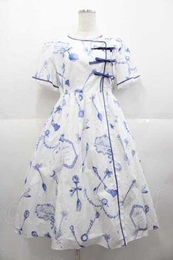 画像1: MILK / トワル・ド・ジュイ Dress  白Ｘ青 I-25-09-02-062-ML-OP-HD-ZI