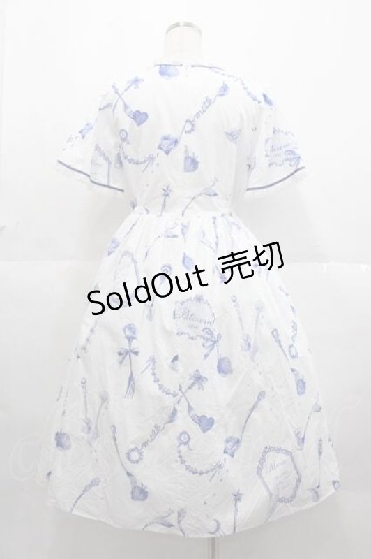 画像2: MILK / トワル・ド・ジュイ Dress  白Ｘ青 I-25-09-02-062-ML-OP-HD-ZI (2)