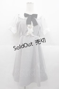 画像1: Ank Rouge / チェック半袖ワンピース  グレーチェックＸ白 I-25-09-02-065-CA-OP-HD-ZI