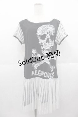 画像1: ALGONQUINS / レースドクロ半袖ワンピース  ブラック I-25-09-02-070-AL-OP-HD-ZI