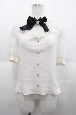 画像1: Ank Rouge / チョーカーデザイン半袖トップス  アイボリーＸ黒 I-25-09-02-012-CA-TO-HD-ZI
