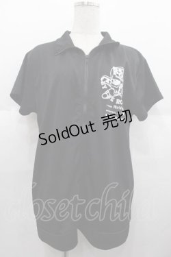 画像1: SEX POT ReVeNGe / 胸元安ピンドクロpt半袖ジャージ  ブラック I-25-09-02-032-SP-TO-HD-ZI