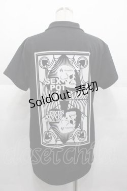 画像2: SEX POT ReVeNGe / 胸元安ピンドクロpt半袖ジャージ  ブラック I-25-09-02-032-SP-TO-HD-ZI