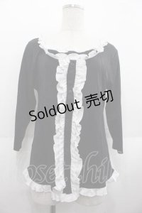 Deorart / フリルカットカーディガン L ブラック×ホワイト I-25-09-02-038-PU-TO-HD-ZI