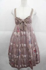 Emily Temple cute / スプーン&フォークハイウエストノースリーブワンピース  チャ I-25-09-11-055-ET-OP-HD-ZI