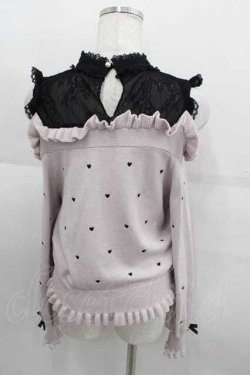 画像2: LIZ LISA / ハート刺繍肩あきレイヤードニット  ピンクＸ黒 I-25-09-11-006-LO-TO-HD-ZI