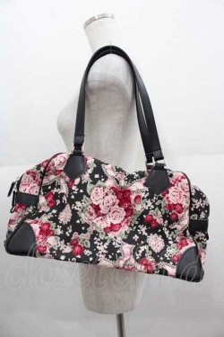 画像1: BABY,THE STARS SHINE BRIGHT / シュガーブーケ柄ボストン型BAG  黒 I-25-09-11-064-BA-BG-HD-ZI