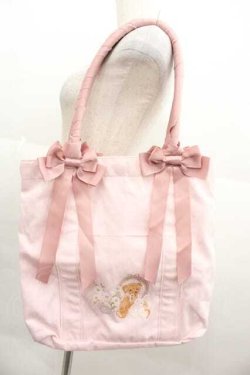 画像1: m petit by misako / ラビットベアプリントトートバッグ  ピンク I-25-09-11-067-LO-BG-HD-ZI