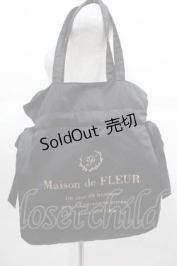 画像1: Maison de FLEUR / ダブルリボンギャザートートバッグ  黒 I-25-09-11-068-LO-BG-HD-ZI