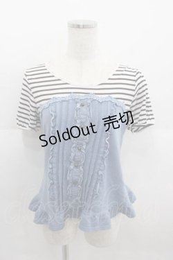 画像1: axes femme / ビスチェ重ね着風トップス M ネイビー×サックス I-25-09-11-009-AX-TO-HD-ZI