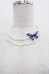 LeMiroie / リボンブローチ&パールネックレスセット  青Ｘ白 I-25-09-11-079-LO-AC-HD-ZI