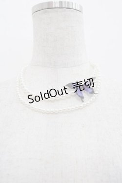 画像1: LeMiroie / リボンブローチ&パールネックレスセット  青Ｘ白 I-25-09-11-079-LO-AC-HD-ZI