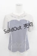 axes femme POETIQUE / マリン刺繍ビスチェ切替プルオーバー M グレー×インディゴ I-25-09-11-010-AX-TO-HD-ZI