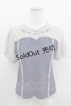 画像1: axes femme POETIQUE / マリン刺繍ビスチェ切替プルオーバー M グレー×インディゴ I-25-09-11-010-AX-TO-HD-ZI