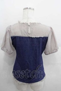 画像2: axes femme POETIQUE / マリン刺繍ビスチェ切替プルオーバー M グレー×インディゴ I-25-09-11-010-AX-TO-HD-ZI