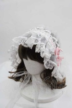 画像1: BABY,THE STARS SHINE BRIGHT / Strawberry Sweetheart Cakeマザーボンネット  白Ｘピンク I-25-09-11-092-BA-AC-HD-ZI