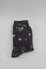 PINK HOUSE / 野ばらとチェリー柄ソックス  黒 I-25-09-11-119-LO-ZA-HD-ZI