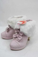 BABY,THE STARS SHINE BRIGHT / BABYねこ足ファーブーティー M ピンクＸ白 I-25-09-11-124-BA-SH-HD-ZS