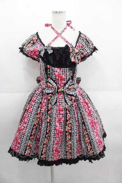 画像1: Angelic Pretty / スウィートリボンストロベリーワンピース  黒 I-25-09-11-015-AP-OP-HD-ZI