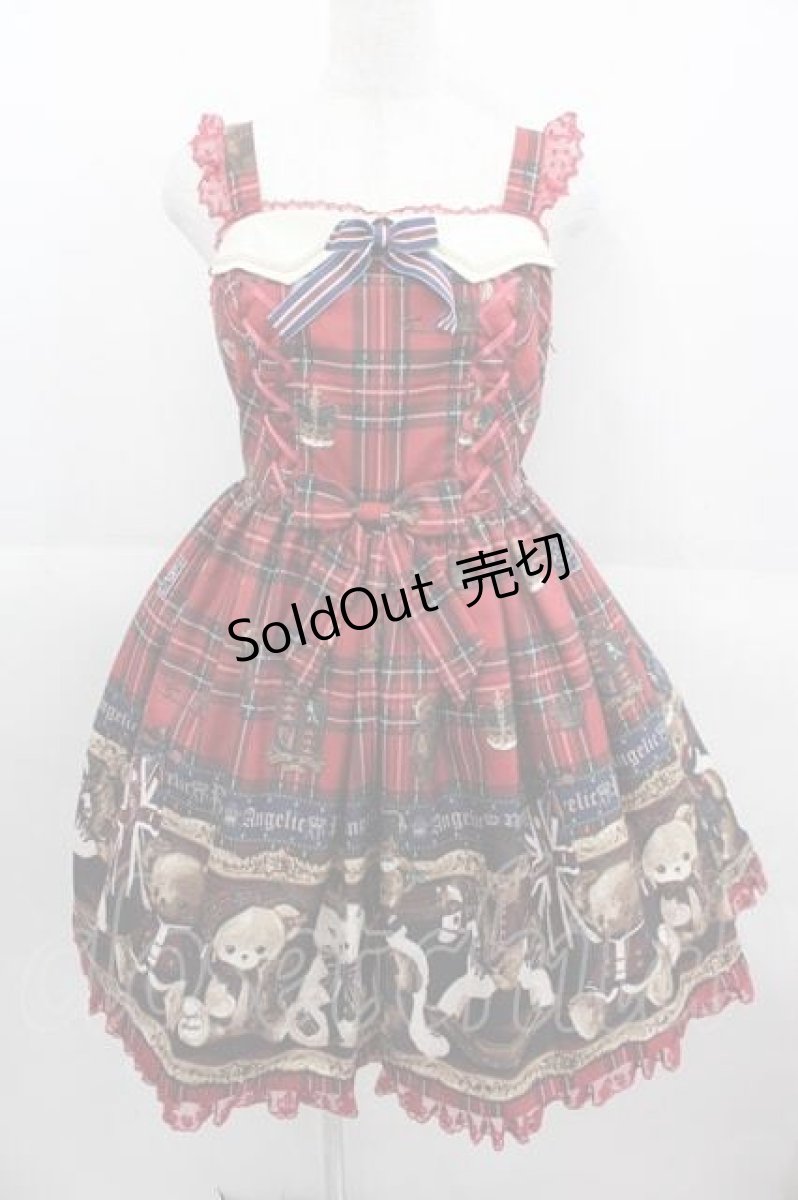 画像1: Angelic Pretty / British Bearジャンパースカートセット ジャンパースカート単品  赤 I-25-09-11-016-AP-OP-HD-ZI (1)
