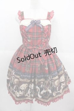 画像1: Angelic Pretty / British Bearジャンパースカートセット ジャンパースカート単品  赤 I-25-09-11-016-AP-OP-HD-ZI