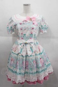 BABY,THE STARS SHINE BRIGHT / Sweetheart Parfaiteria柄ワンピース  サックス I-25-09-11-022-BA-OP-HD-ZI