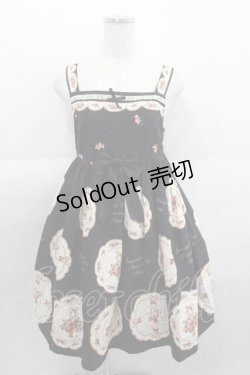 画像1: Innocent World / ストロベリープレートハイウエストジャンパースカート M クロ×キナリ I-25-09-11-023-IW-OP-HD-ZI