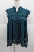axes femme / 胸元レースノースリブラウス M グリーン I-25-09-11-004-AX-BL-HD-ZI