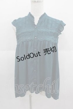 画像1: axes femme / 胸元レースノースリブラウス M グリーン I-25-09-11-004-AX-BL-HD-ZI