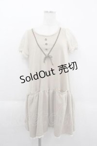 axes femme / V字ブレード&シフォン袖チュニック M ベージュ I-25-09-11-038-AX-TO-HD-ZI