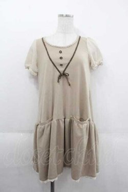 画像1: axes femme / V字ブレード&シフォン袖チュニック M ベージュ I-25-09-11-038-AX-TO-HD-ZI