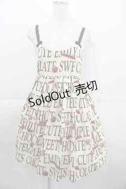 画像1: Emily Temple cute / ロゴ&チョコプリントノースリーブワンピース  オフシロ I-25-09-11-045-ET-OP-HD-ZI