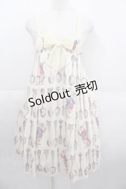 画像1: Emily Temple cute / スプーン&フォークハイウエストノースリーブワンピース  オフシロ I-25-09-11-049-ET-OP-HD-ZI