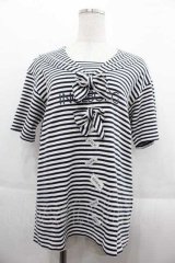 INGEBORG / ボーダーセーラー衿カットソー M ネイビー I-25-09-13-044-LO-TO-HD-ZT453