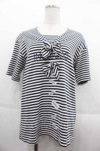 INGEBORG / ボーダーセーラー衿カットソー M ネイビー I-25-09-13-044-LO-TO-HD-ZT453