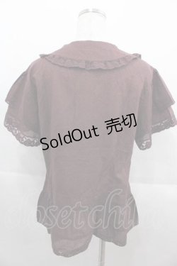 画像2: 【SALE】PINK HOUSE / レースフリル半袖ブラウス  バーガンディ I-25-09-13-045-LO-BL-HD-ZT453