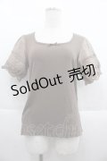 【SALE】PINK HOUSE / 袖綿レース半袖トップス L ブラウン I-25-09-13-050-LO-TO-HD-ZT452