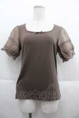 PINK HOUSE / 袖綿レース半袖トップス L ブラウン I-25-09-13-050-LO-TO-HD-ZT452