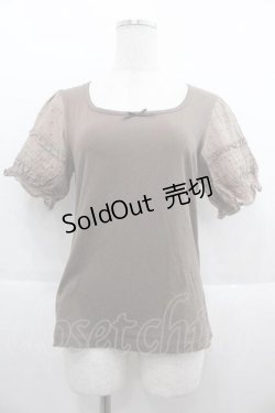 画像1: 【SALE】PINK HOUSE / 袖綿レース半袖トップス L ブラウン I-25-09-13-050-LO-TO-HD-ZT452