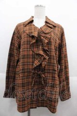 PINK HOUSE / Vネックフリルブラウス  ブラウン I-25-09-13-051-LO-BL-HD-ZI