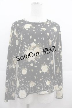 画像1: PINK HOUSE / 薔薇総柄長袖Tシャツ L ブラック I-25-09-13-053-LO-TS-HD-ZT191